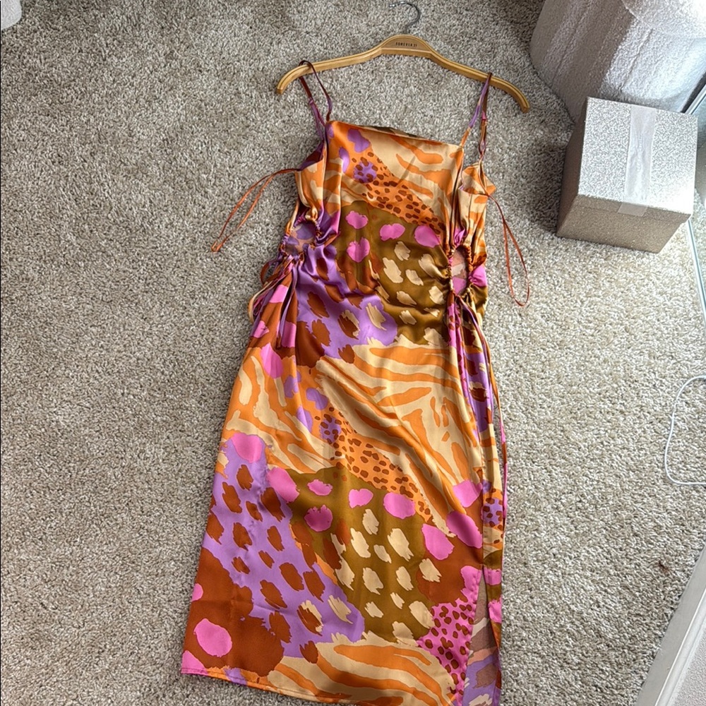 Christian Lacroix Orange Pink Spaghetti Strap Sundress